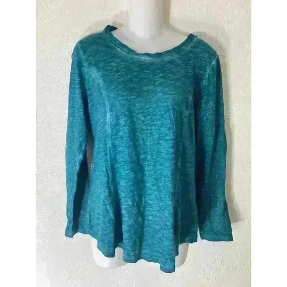 Soft Surroundings Womens Sz Petite Small Knit A Line Swing Top Tunic V Neck Teal - Picture 1 of 8